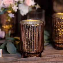 5 Inch Blush Rose Gold Mercury Glass Pillar Vase for Votive Candles