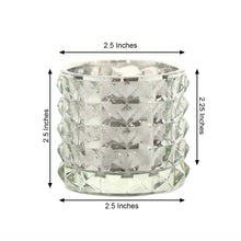 Silver 3 Inch Mercury Glass Tealight Votive Candle Holders with Faceted Design and Studded Accents 6 Pack 
