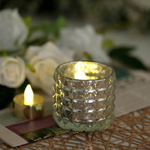 3 Inch Silver Studded Mercury Glass Faceted Votive Tealight Holders 6 Pack
