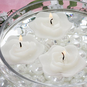Create an Enchanting Atmosphere with White Rose Flower Floating Candles
