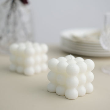 White Bubble Cube Candle for Event Decor