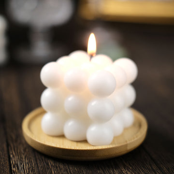 White Bubble Cube Decorative Paraffin Wax Candle Set