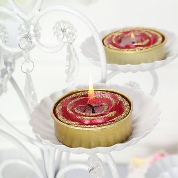 Create a Dazzling Atmosphere with Red/Gold Glitter Rose Tealight Candles