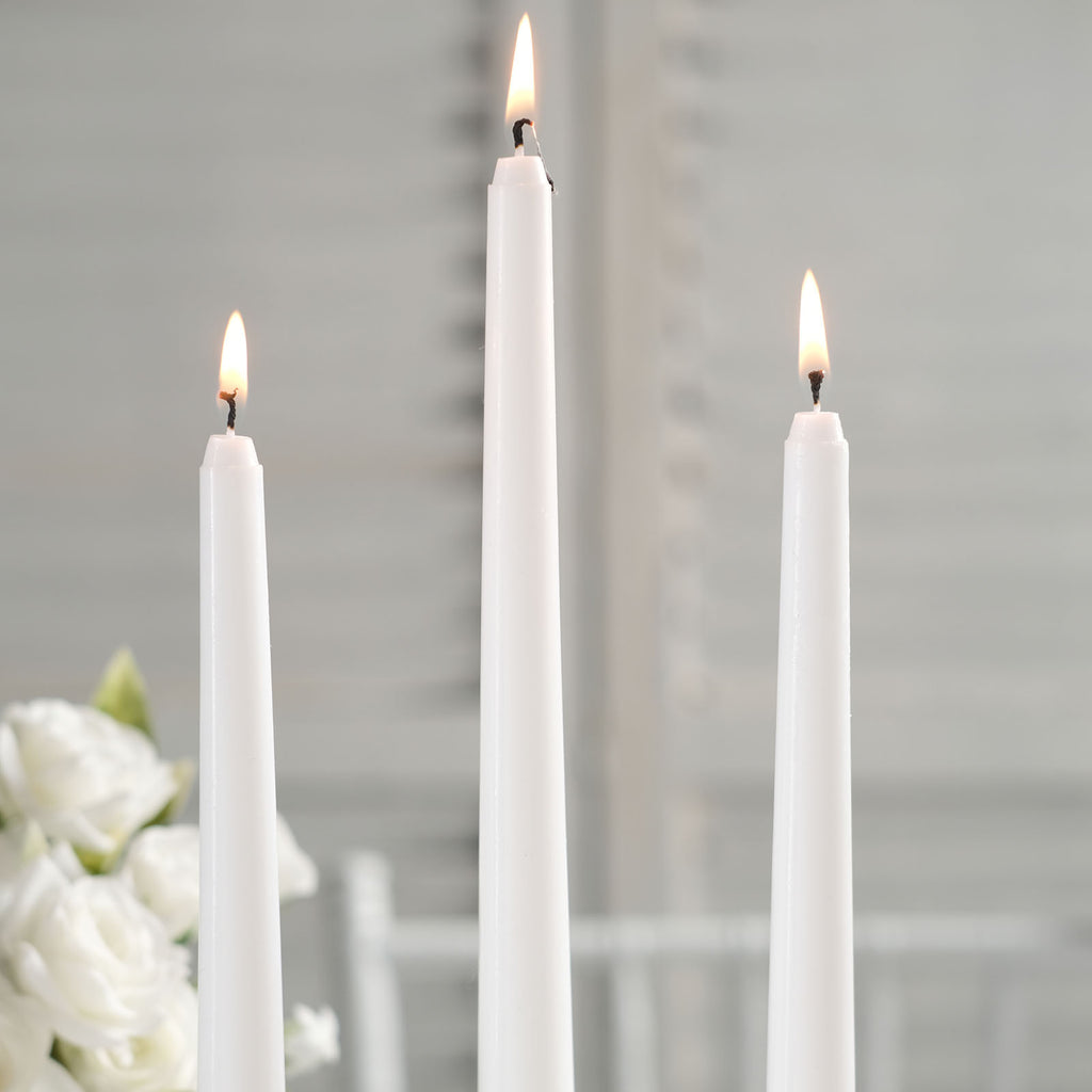 WHITE 12 Spiral 11 Long Unscented Premium Wax Taper CANDLES Party  Decorations