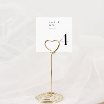 Shiny Gold Wedding Table Menu Clips for a Touch of Romance