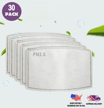 30 Pack of Stick On Cloth Activated Carbon Filter Insert Face Mask PM 2.5 with 5 Layer Filtration
