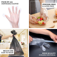 Pack of 100 Powder Free Clear Plastic Disposable Multipurpose Gloves 