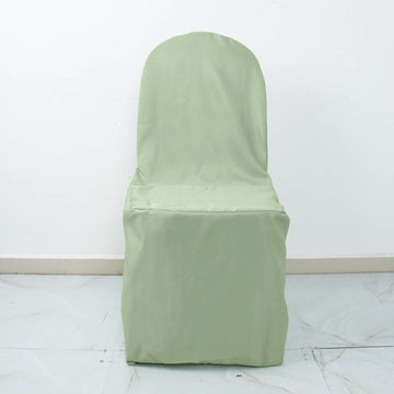 Elevate Your Event with the Sage Green Polyester Banquet Chair Cover