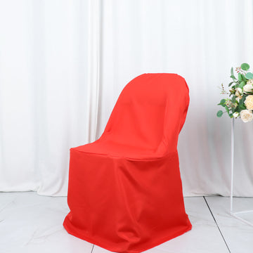 Transform Your Chairs with the Red Polyester Folding Round Chair Cover