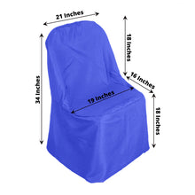 A folding blue chair cover made of polyester