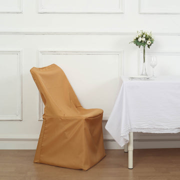 Gold Lifetime Polyester Reusable Folding Chair Cover