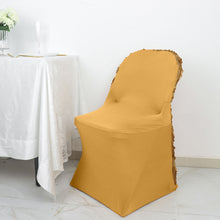 Gold Satin Spandex Chair Cover With Rosette Detailing