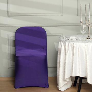 Add a Touch of Luxury with the Purple Spandex Stretch Folding Chair Cover
