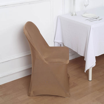 Taupe Spandex Stretch Fitted Folding Chair Cover - The Perfect Addition to Any Occasion
