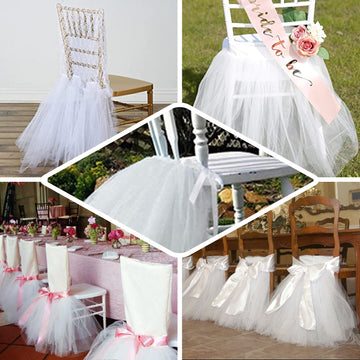Stylish White Spandex Chair Tutu Cover Skirt for Any Occasion
