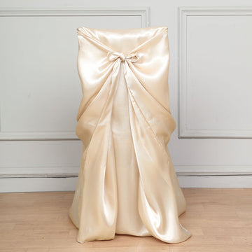 Elevate Your Events with the Beige Universal Satin Chair Cover