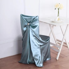 Dusty Blue Colored Satin Universal Chair Cover