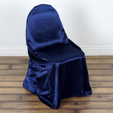 Universal Chair Cover In Navy Blue Satin