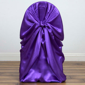 Elevate Your Events with the Purple Universal Satin Chair Cover