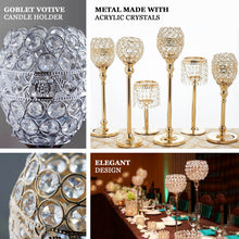 Silver Acrylic Goblet Crystal Metal Votive Candle Holder Set 14 Inch