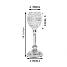 14 Inch Silver Goblet Acrylic Crystal Metal Votive Candle Holder Set