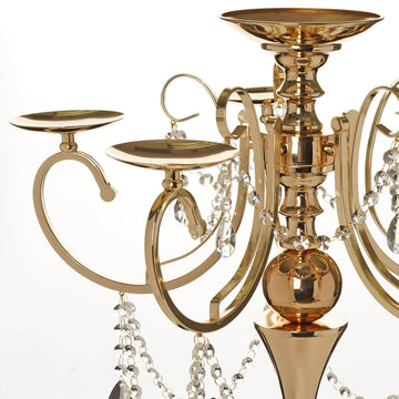 Enhance Your Event Decor with the Gold Metal 5 Arm Candelabra Votive Candle Holder
