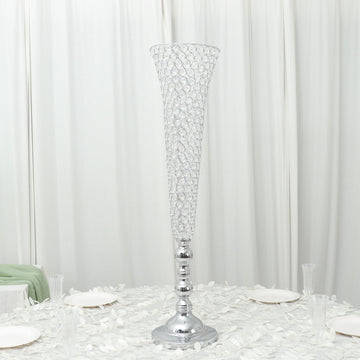 Create an Exquisite Event with Silver Crystal Beaded Trumpet Vases