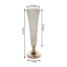 Crystal Beaded Trumpet Vase Set Table Centerpiece In Gold 22 Inch Tall 2 Pack