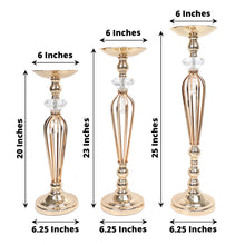 Gold Metal Pillar Candle Holder Pedestals With Crystal Ball