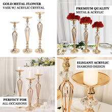 Crystal Ball Flower Bowl Pedestal Stand Set With Gold Metal