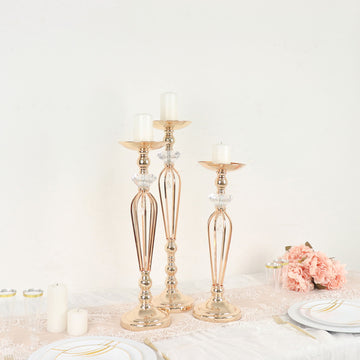 Enhance Your Decor with the Gold Metal Crystal Ball Flower Bowl Pedestal Stand Set