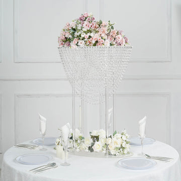 Create Magical Moments with the Clear Acrylic Crystal Chandelier Wedding Bouquet Pillar Centerpiece
