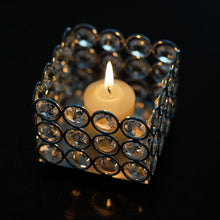 Metal Tealight Square Candle Holder With Crystal Beads 3 Inch
