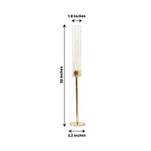 Taper Candle Holder Set With Gold Metal Hurricane Stands And Clear Glass Chimney Shades 