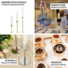2 Pack | 20inch Tall Gold Metal Clear Glass Taper Candlestick Holders With Glass Candle Shades