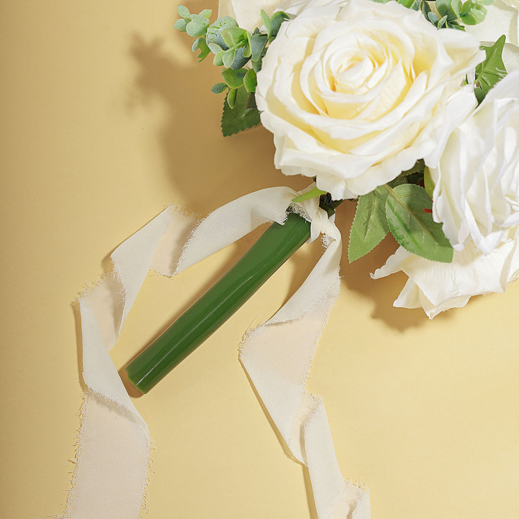 Lumintutu 1.5 x 24 Yd White Chiffon Ribbon, Ivory Handmade Fringe Silk  Ribbons for Creative Gift Wrapping, Wedding Invitations, Flower Bouquets
