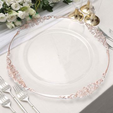 Dazzle Your Guests with the Antique Design Rim of Our Baroque Round Charger Plates