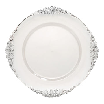 Create a Memorable Event with our Clear Silver Embossed Charger Plates