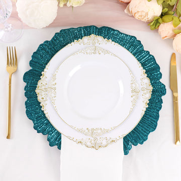 Create a Luxurious Table Setting with Peacock Teal Charger Plates