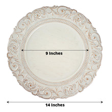 Acrylic Charger Plates - Hard Plastic Antique White / Gold Round Baroque Design Rim - 9 inches and 14 inches