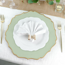 Sage Green 13 Inch Charger Plates Pack Of Six Gold Scalloped Rim