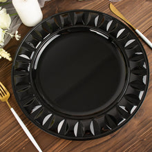 13 Inch Black Round Plastic Plates With Bejeweled Rim