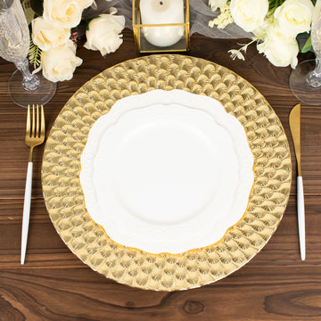 Reusable and Stylish Gold Peacock Pattern Round Serving Plates
