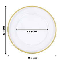 10 Pack Clear Economy Plastic Charger Plates With Gold Rim, Round Dinner Chargers Event Tabletop