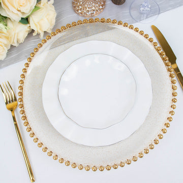 Durable and Elegant: Clear / Gold Glitter Acrylic Plastic Charger Plates