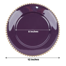 Acrylic Charger Plates - Purple Round Plate with Gold Beads