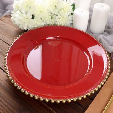 Durable and Stylish Red / Gold Acrylic Charger Plates