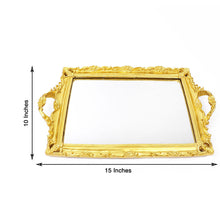 Decorative Metallic Gold Resin Rectangle Vanity Serving Mirrored Tray 15 Inch x 10 Inch