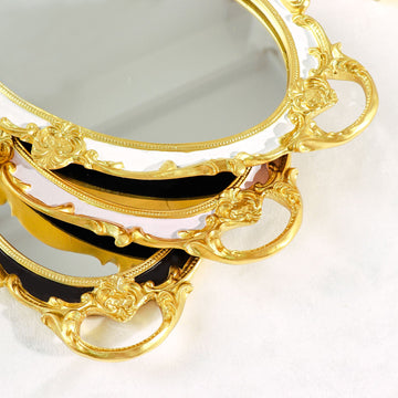 Make a Statement with the Metallic Gold/Pink Oval Resin Decorative Vanity Serving Tray