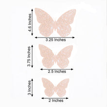 Blush Butterfly Decoration wall decals with measurements of 4.6 inches, 3.25 inches, and 3.5 inches
